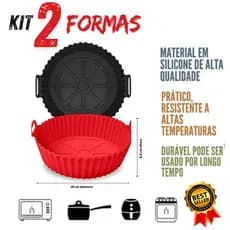 Kit 2 Formas Redonda AirFryer Silicone Forno e Microondas