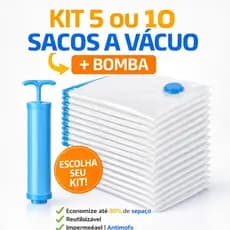 Kit 5 ou10 Sacos a Vácuo Grande com Bomba Organizadores Roupas Edredons Viagem Antimofo Reutilizável