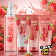 Kit Corporal Dermachem Morango Completo Body Splash Sabonete Esfoliante Creme Hidratante Perfume