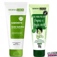 Gel Peel Off Argila Verde Pepino Dermachem + Sabonete Ácido Salicílico Anti Acne Espinhas