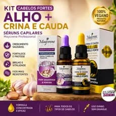 Kit Sérum Capilar Maycrene Alho cabelos ralos + Crina e Cauda Crescimento Fortalecimento