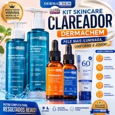 Kit Skincare Clareador Dermachem Anti Idade Efeito Lifting Uniformiza Pele e Remove Manchas Facial