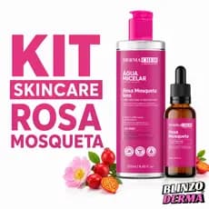 Kit Skincare Rosa Mosqueta Sérum Facial + Água Micelar Limpeza Facial Hidratação Anti-Idade