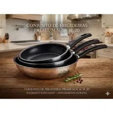 Conjunto de frigideiras 3 Peças Polidas com antiaderente interno n.16, n.18 e n.20