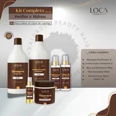 Kit Completo- Shampoo + Cond.1Lt OU 250ml +Máscara 500g+Leave-in+Restaura+Oléo 60ml -Loca Cosmetics