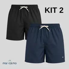 Kit 2 short masculino tactel mauricinho 3 bolsos elastano  cadarço cru premium academia corrida caminhada praia surf
