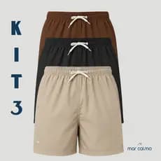 KIT 3 SHORT ELASTANO PREMIUM MASCULINO 3 BOLSOS ACADEMIA CORRIDA PRAIA PISCINA