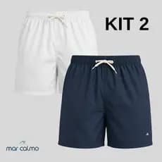 Kit 2 masculino short tactel mauricinho 3 bolsos elastano premium cadarço cru corrida caminhada academia praia