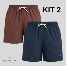Kit 2 short masculino tactel mauricinho elastano premium cadarço cru 3bolsos corrida caminhada surf wear academia praia