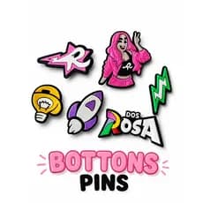 BOTTONS PINS KIT PEÇAS PARA PERSONALIZAR SEUS CALÇADOS DOS ROSAS E DESENHOS ANIMADOS