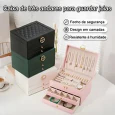 Jewelry Box Women's Jewelry Organizer Box In Leather With Two Layers/Rings/Necklace Clasp 3-layer leather jewelry box st