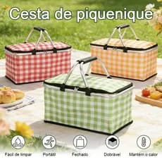 Cesta de Piquenique Foldable and Insulated Picnic Basket Beach Camping Retractable for Hot or Cold Food Waterproof