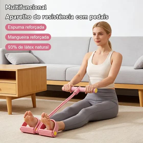 Elástico de Exercício com Apoio para Pés para Maior Estabilidade Exercícios Pull Reducer Multi Função Academia