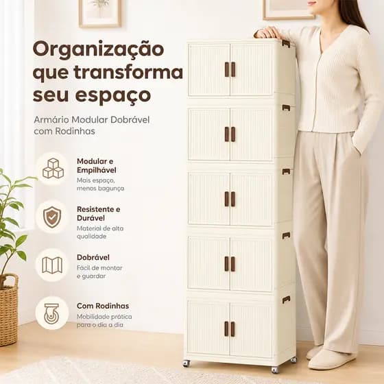 Armário Organizador Magnético Caixa Organizadora Armario Armazenamento Dobrável Empilhavel Com Porta Rodinhas Multiuso 5