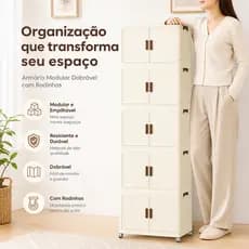 Armário Organizador Magnético Caixa Organizadora Armario Armazenamento Dobrável Empilhavel Com Porta Rodinhas Multiuso 5