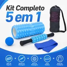 5-in-1 Lorben Massage Roller Stick Myofascial Lacrosse Ball Elastic Band with Roller, Stick, Ball, Band and BagBag
