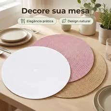 Kit 3/6 Peças Jogo Americano Redondo Mesa Posta Sousplat Cozinha Jantar Descanso de Prato Sousplat Cozinha