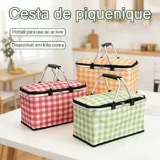 Cesta Piquenique Retrátil Bolsa Térmica Portátil Térmica 30L Bolsa Piquenique Dobrável Cooler Praia Lanche Camping