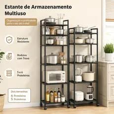 Multipurpose Metal Shelf 6/5 Shelves Kitchen Steel Multipurpose Utensils Home Office Organizer