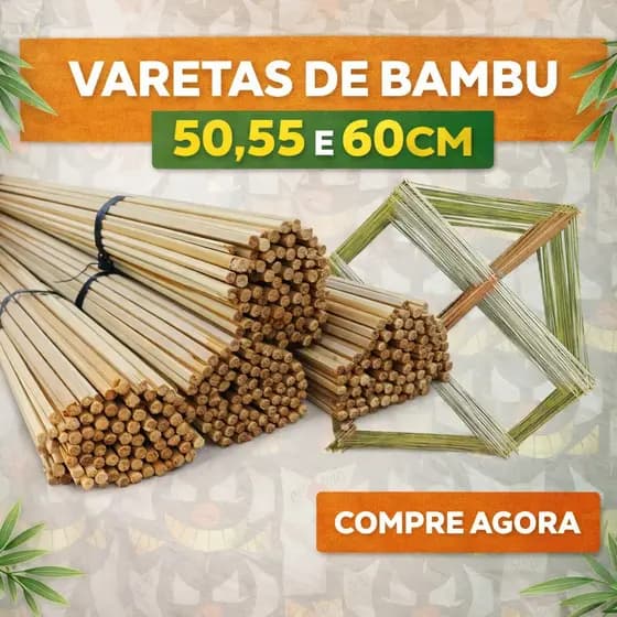 Vareta de bambu 50,55 e 60 cm para pipas, raias, gaiolas, artesanato pacote com 50 ou 100 unidades
