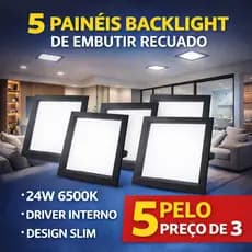 5 PAINEL LED BACKLIGHT DE EMBUTIR RECUADO – G-LIGHT BORDA PRETA