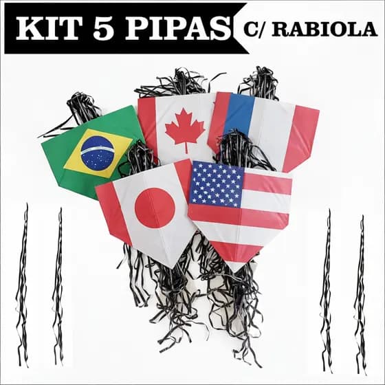 KIT COM 5 PIPAS MUCHA MUCHA 50CM COM RABIOLA