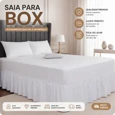 Saia para Box Cama Solteiro/Casal/Queen Micropercal Branco - Com Elástico
