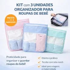 Saquinho Maternidade Organizador Bolsa Maternidade Kit 3 Unidades Organizador Roupa Bebê Viagem Mala Maternidade