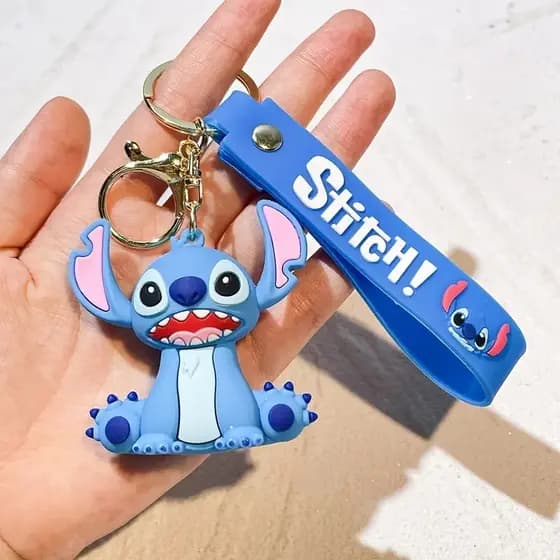 Chaveiro de Silicone Lilo & Stitch - Pingente de Personagem de Desenho Animado Fofo, Porta-Chaves de Carro Colorido