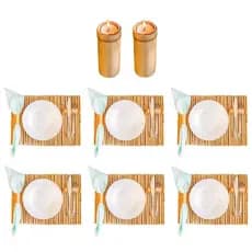 Kit Especial de Jantar Para Presente Bambu Natural KEJPBN
