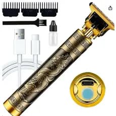 Máquina Profissional Dragão Acabamento Sem Fio Cabelo Barba Pezinho Personalizada Com Limitador de Lamina Ajustável Recarregável 4 Pentes Óleo Escovinha Kit Conjunto Aparador Acabamento al-3916