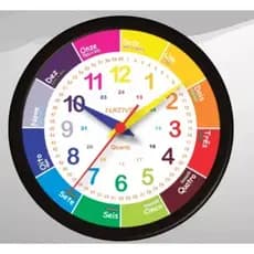 Relógio De Parede Infantil Educativo Analógico Colorido Didático 23 CM Moderno