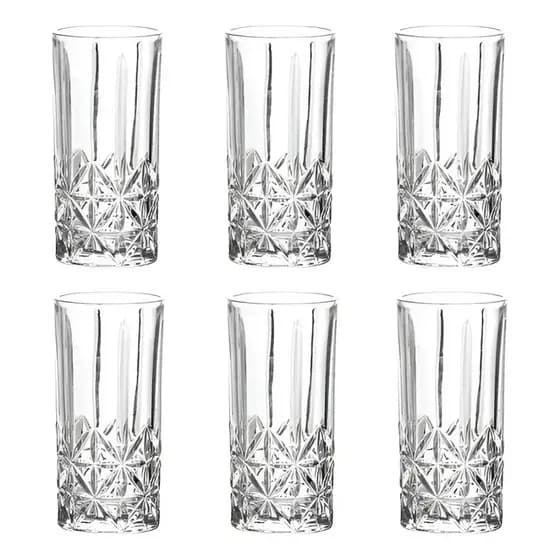 Jogo De Copos 6 unidades Vidro Resistente Cristal Moon stone 360ml Kehome