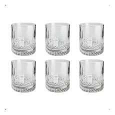 Jogo 6 Copos Baixos de Vidro Lapidado 380ml Luxo e Elegância para Água Suco Whisky e Drinks