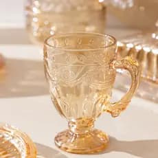 Jogo de Xícaras Caneca Cristal Vidro 190ml Transparente e Âmbar Para Capuccino Chá Café