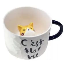 Caneca Xícara Cerâmica Com Gatinho Dentro 3d
