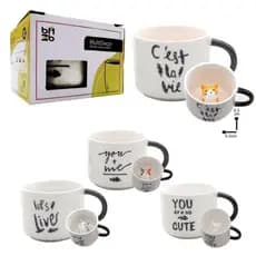 4 Caneca Xícara Cerâmica Com Gatinho Dentro Fofo 3d  Gatinho Dentro