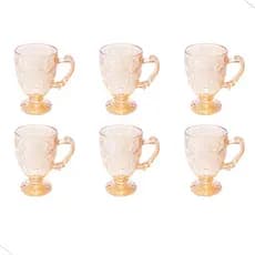 Jogo de Xícaras Caneca Cristal Vidro 190ml Transparente e Âmbar Para Capuccino Chá Café