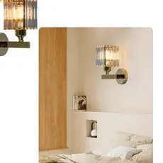 Arandela Parede Metal Cristal Moderno Elegante Sala Quarto Lavabo Banheiro Bocal E27 Dourado Preto
