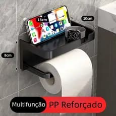 Suporte Papel Higiênico Premium Apoio Para Celular de Banheiro Sem Furos Porta Papel Sabonete
