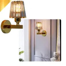Arandela Parede Metal Cristal Moderno Elegante Sala Quarto Lavabo Banheiro Bocal E27 Dourado Preto