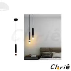 Luminária de Teto Pendente LED Tubo Cilindro Preto Moderno Lustre Lavabo Cabeceira Cinderella Decor