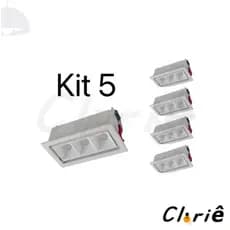 Kit Com 5 Spot 3W Branco Embutido Slim Spot Retangular Minimalista Led Downlight Linear Spot Linear Foco