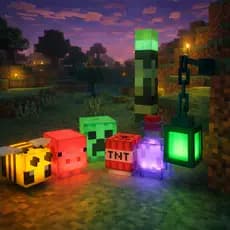 Luminárias LED Gamer  Abelha Porco Creeper TNT Tocha Lanterna E Poção Minecraft LED
