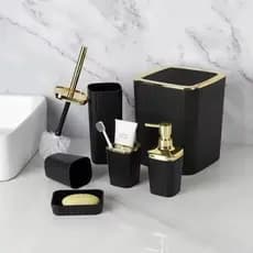 Kit Banheiro 6 Peças Conjunto Moderno Lavabo Completo com Escova Sanitário