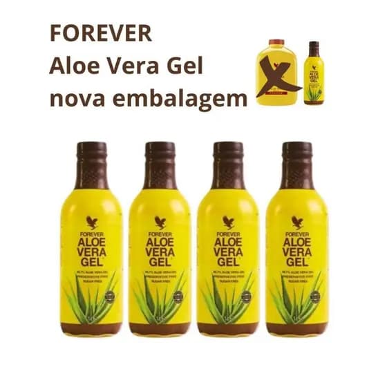 Forever Aloe Vera Gel ( Kit com 4 unidades) Bebida a base de aloe vera 100% estabilizada