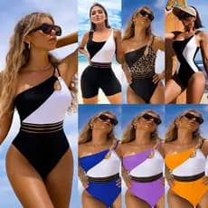 2024 Biquíni De Uma Peça Fato De Banho Feminino Patchwork