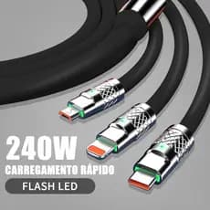 Carregador 3 em 1 Cabo Tipo C Micro USB V8 1,2 Metro Carregamento rápido