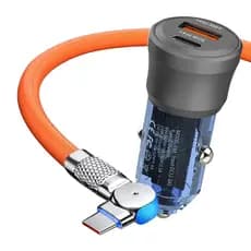 Carregador Carro USB Tipo C Rápido 24W PD QC30 Dupla Entrada Compatível iPhone Samsung Android para Carros Caminhões SUV