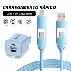Carregador Tipo C USB Para iP Tipo C 4 Em 1 Cabo 1 Metro Silicone Carregamento Rápido Cable Com Adaptador de 280 W